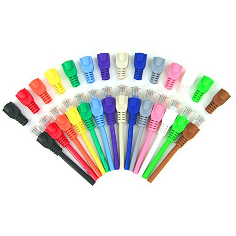 100 Pcs Mixed Color CAT5E CAT6 RJ45 Ethernet Network Cable Strain Relief Boots Cable Connector Plug Cover