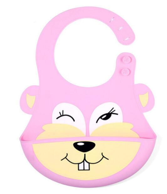 Søte låve spedbarn baby smekker myke silikon smekke vanntett spytt dryppende smekker: Rosa