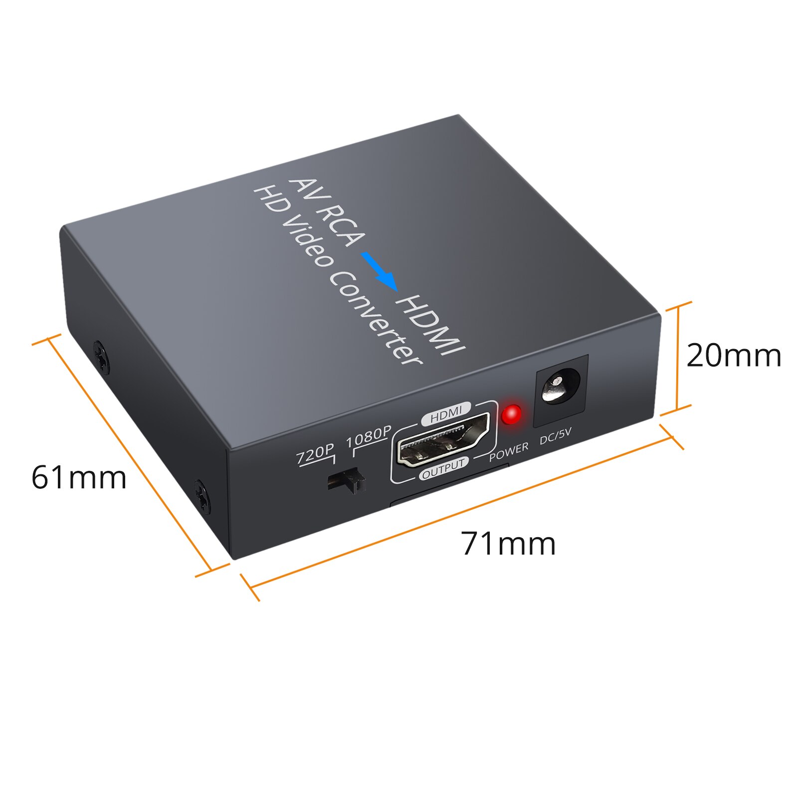 Neoteck AV RCA to HDMI-compatible Converter Video Converter Support PAL/NTSC 1080P RCA Composite CVBS Adapter + 1.5m AV Cable