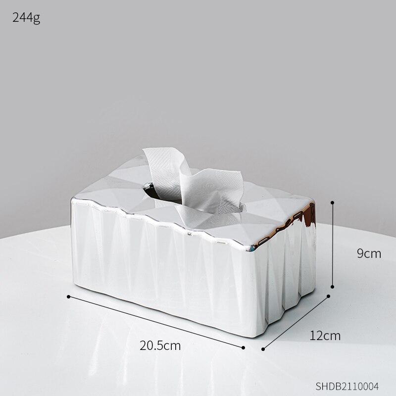 Tissue Box Holder Modern Tissue Boxes Home Decoration Bathroom Napkin Holder Living Room Decoration Decorative Box Napkin Holder: B-Silver