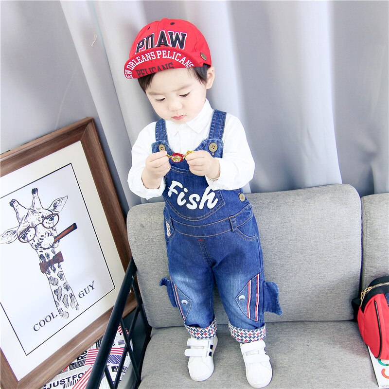 Kinderen Denim Overalls Broek Kinderen Brief Cartoon Peuter Bebe Jeans Herfst Broek Voor Baby Meisje Jongen Kleding Baby Romper 3T