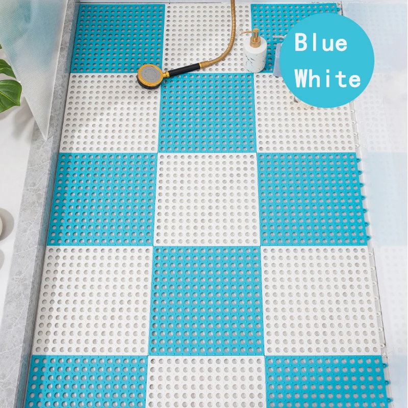 Thickened 30x30cm Bathroom Non-slip Mat Household Bathroom Splicing Patchwork Grounding Mat Feet Mats BathShower Waterproof Mats: Red / 400MMx600MM
