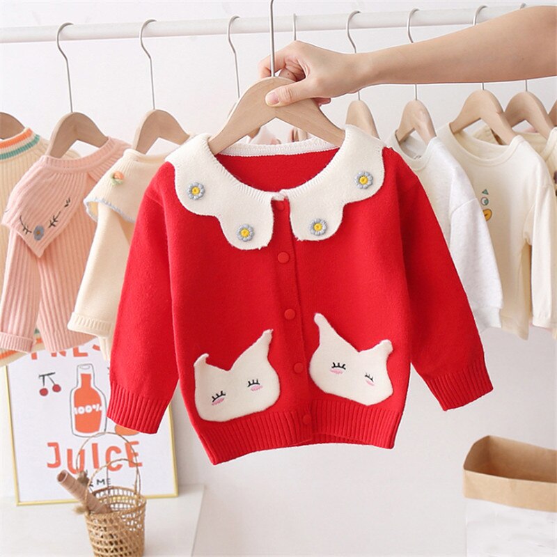 Baby Meisje Kleding Enkele Breasted Vest Baby Meisje Zoete En Leuke Revers Kinderkleding Trui Jas Kleding