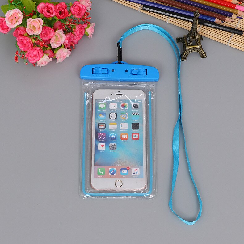 Étui de Téléphone Portable étanche Pour iPhone X Xs Max Xr 8 7 Samsung S9 Claire Scellée Par PVC De Téléphone Portable Sous-Marin Sec Pochette Housse: Bleu