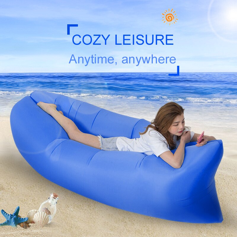 Bolsa inflable plegable para perezosos, sofá de aire, Banana, Nylon, bolsa de Camping, sofá cama, almohadilla, cama de playa portátil, colchón de aire, tendidos de cama cama portatil plegable para camping