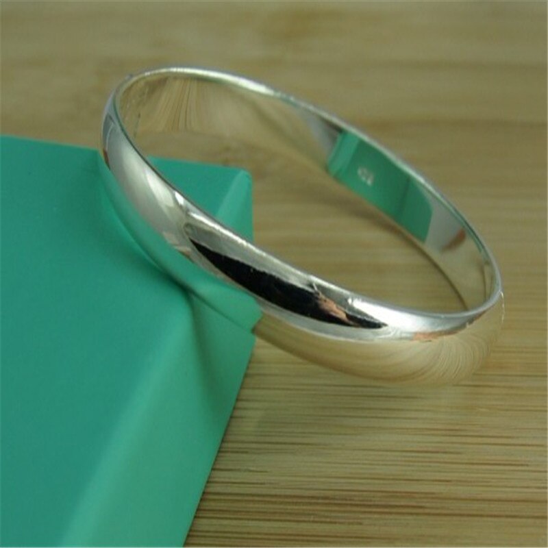 Bracciale color argento semplice lucido aperto braccialetto regalo gioielli moda