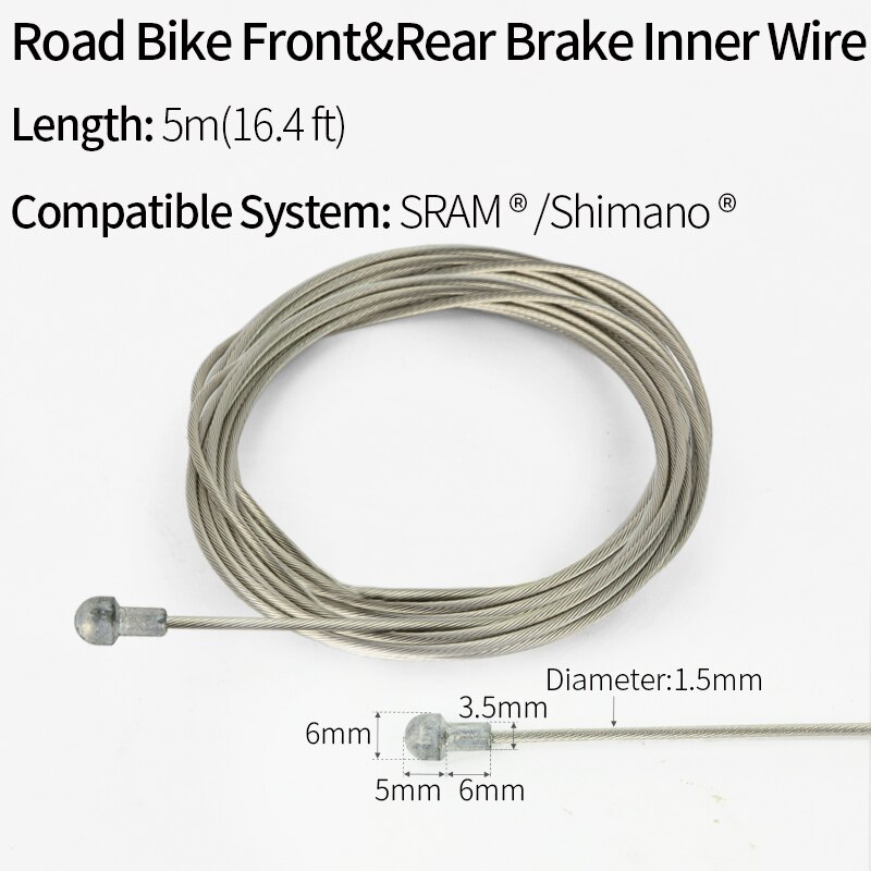 JSHOU BIKE Brake Inner Cables Wire Brake Front Rear Shift Line Wire for Mountain and Road Bike Universal Cycling Accessories MTB: Road Brake 5m