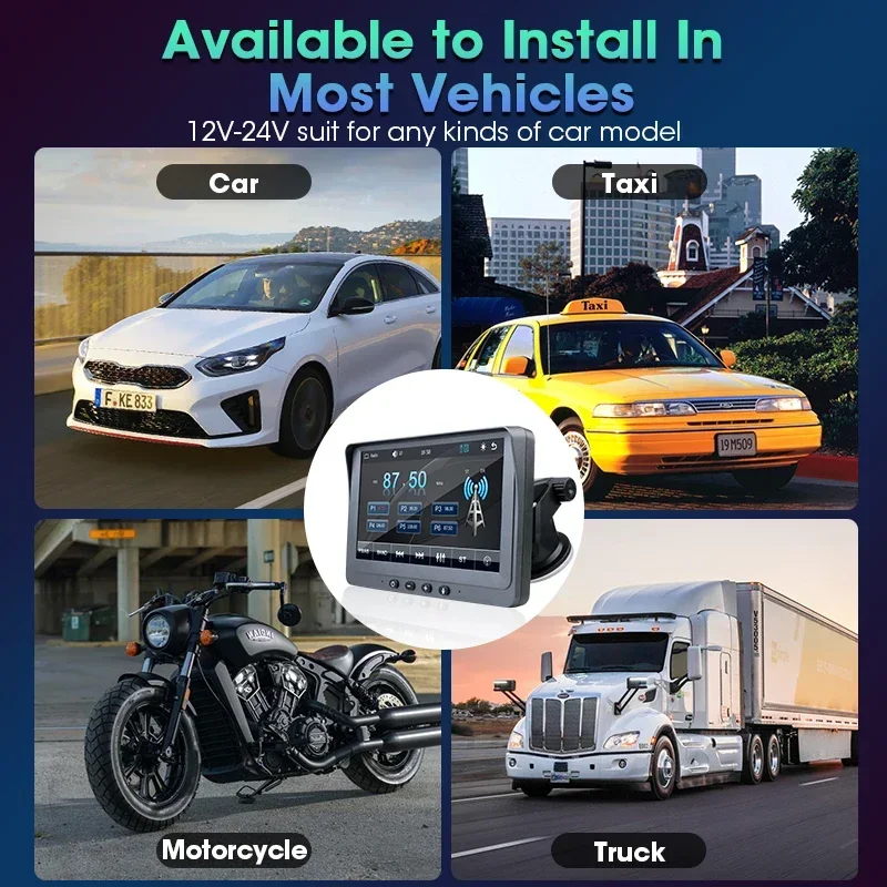 Bärbar 7- tums multimediaspelare med trådlös carplay, android auto-pekskärm med usb-aux, dubbel bluetooth-stereo, bilradio