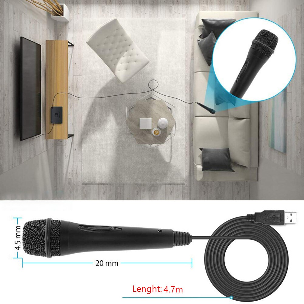 Micrófono con cable USB para Nintendo Switch, Nintendo Switch, PS4, PS3, Xbox 360, One PC, Karaoke, chat, red de enseñanza, videoconferencia