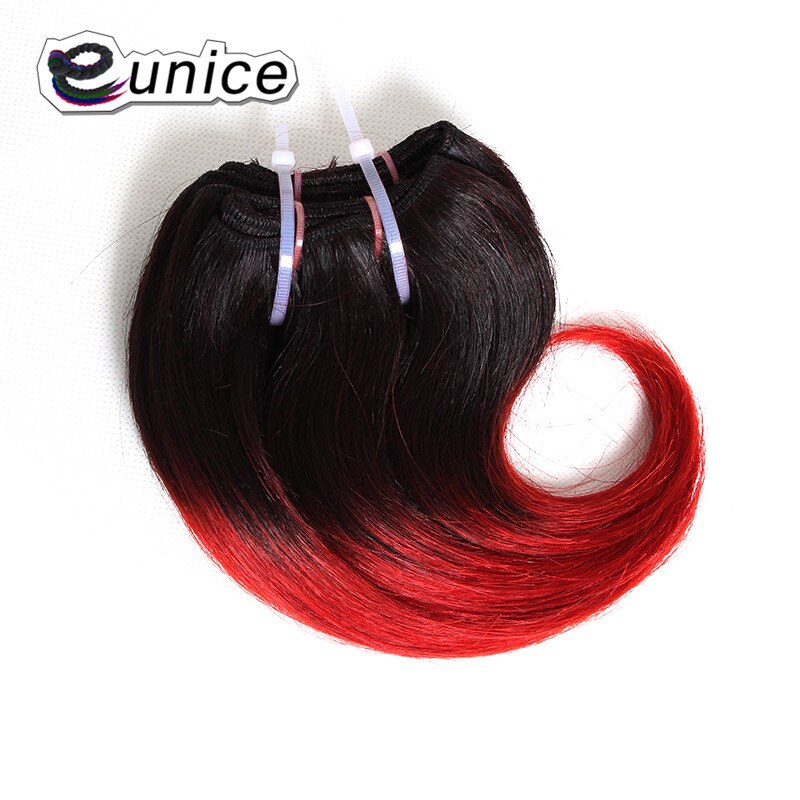 Tissage synthétique Body Wave court ombré-Eunice | Mèches de cheveux, 8 pouces 100g 12 couleurs, 4 pièces/lot: Rouge