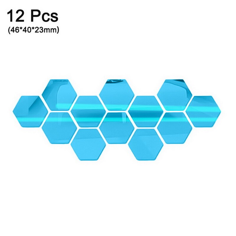12 Pièces 3D Hexagone Miroir Stickers Muraux Acrylique Amovible BRICOLAGE Art Décoration Murale Autocollants Décor À La Maison Salon Miroir Décoratif: Blue / 46x40x23mm