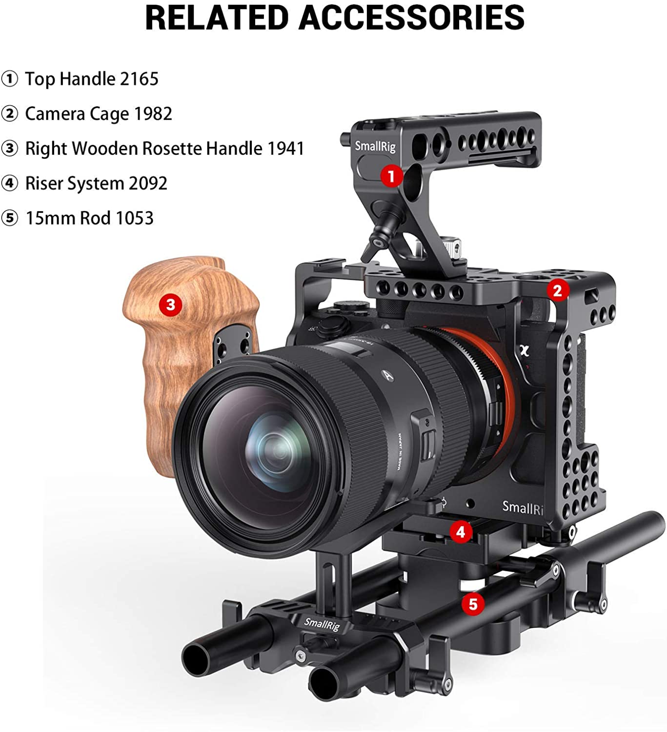 SmallRig 15mm LWS supporto obiettivo universale con morsetto asta 15mm per obiettivo fotocamera staffa a forma di Y supporto obiettivo rig -2680