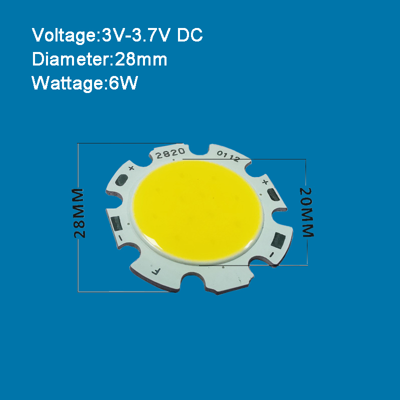 Entrada 3V 6V 3W - Luz COB LED 4000K Blanco Cálido 10W + Sustrato Estrella