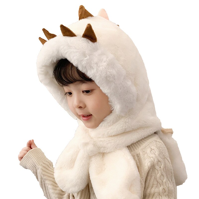 Kindersjaal een muts herfst winter koreaanse versie imitatie konijnenbont babymeisjes warme muts pluche dinosaurussenoren capuchonsjaal