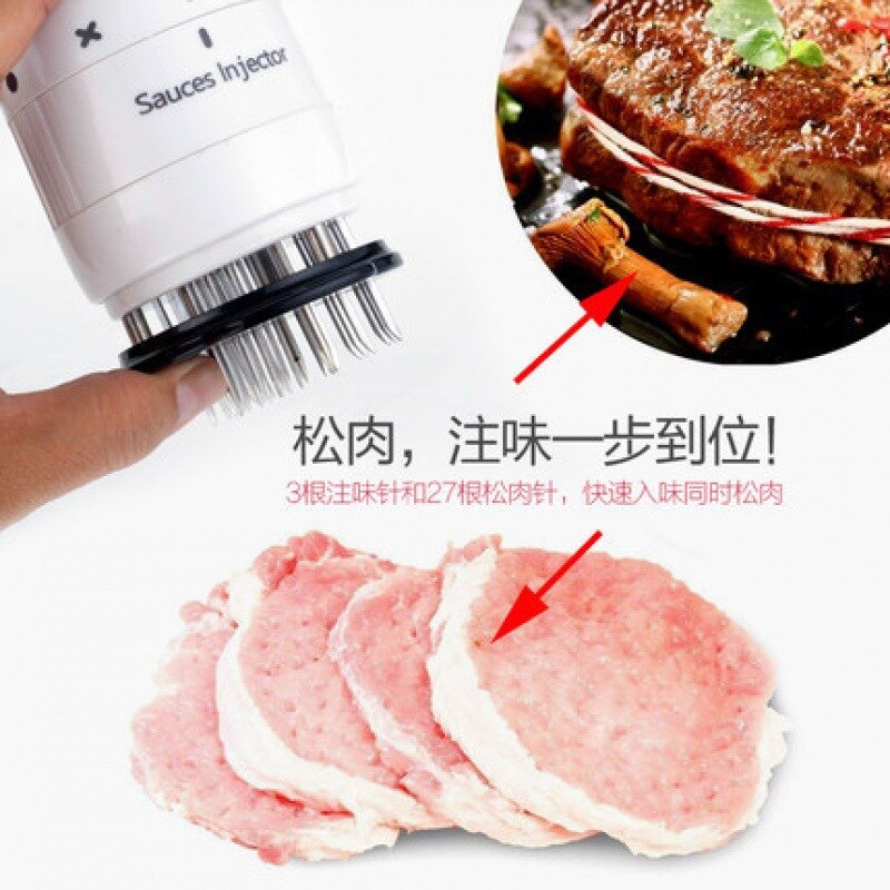 2-in-1 Meat Tenderizer Marinade Injector BBQ Meat Steak Beef Sauce Tenderizer with Stainless Steel Needle