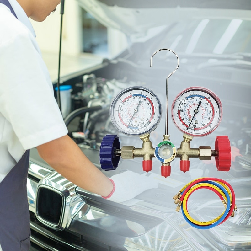 Medidor de presión para aire acondicionado contador doble para coche inversor fijo para el hogar medición de presión de llenado de refrigerante