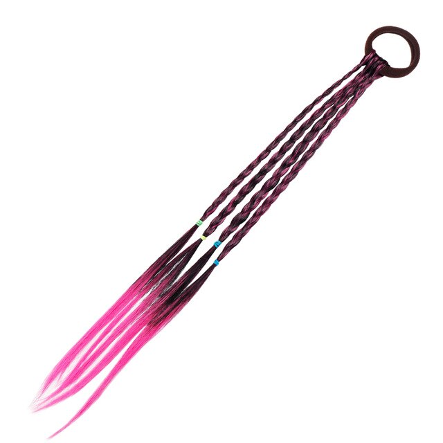 Perücken Braid Elastisches Hairband Bunte für Mädchen Frauen Prinzessin Haar Bands TiesPonytail Halter Gummibänder Haar Zubehör Neue: Rosa