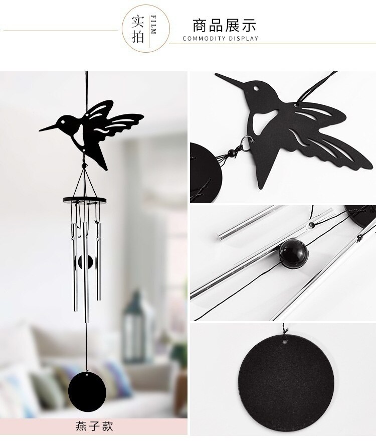 Metal Multi-tube Wind Chime Home Decoration Ornaments Wedding Birthday Hanging Pendant: swallows