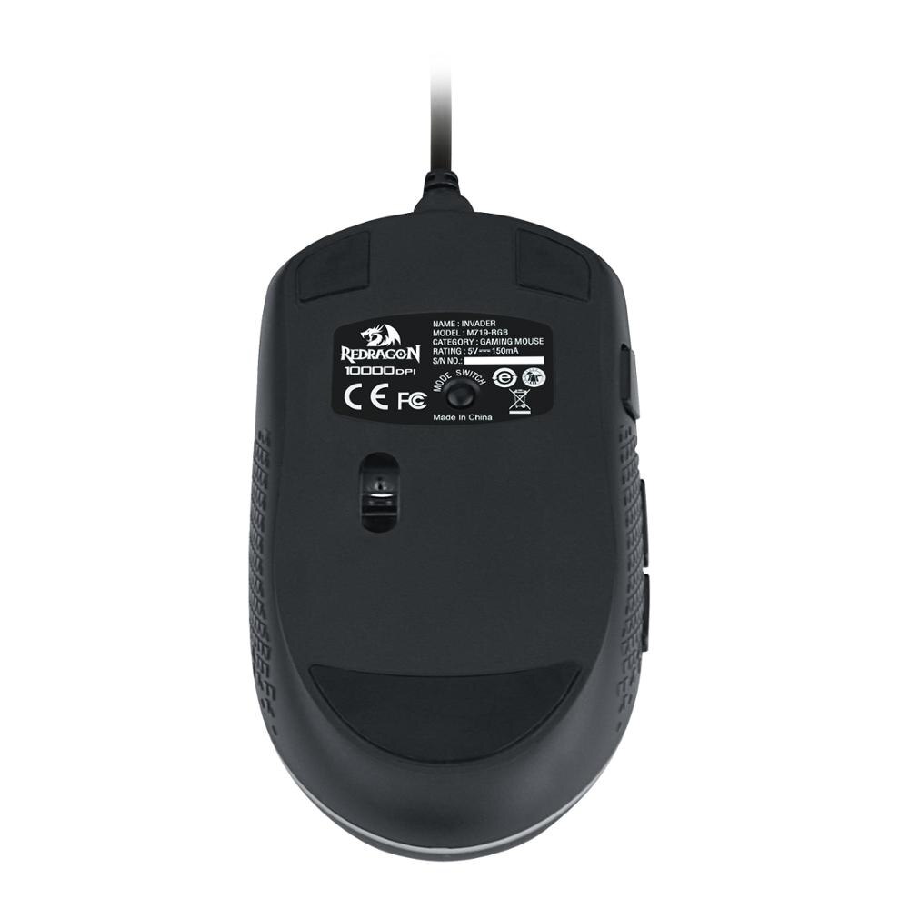 Redragon M719 INVADER wired optical gaming mouse 7 programmable buttons RGB backlight 10000 DPI ergonomic PC gaming mouse