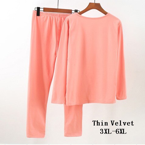 Kvinner høst tidlig vinter tynn fløyel lange johns mujer undertøy sett undertøy plus size xxxl 4xl 5xl 6xl