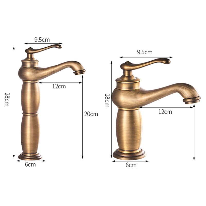 Badkamer Antieke Bronzen Massief Messing Luxe Wastafel Wastafel Tall Kraan Enkele Handgreep Water Mixer Badkraan Hoge En Korte Stijl crane