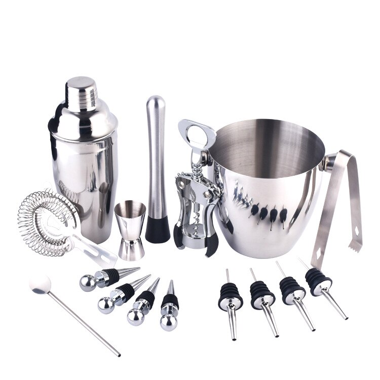 16pcs/set Acrylic Stainless Steel Cocktail Shaker Bar Wine Mixer Set Bartender Cocktail Hand Shaker Tool Kit Party Bar Tool: 2-16pcs