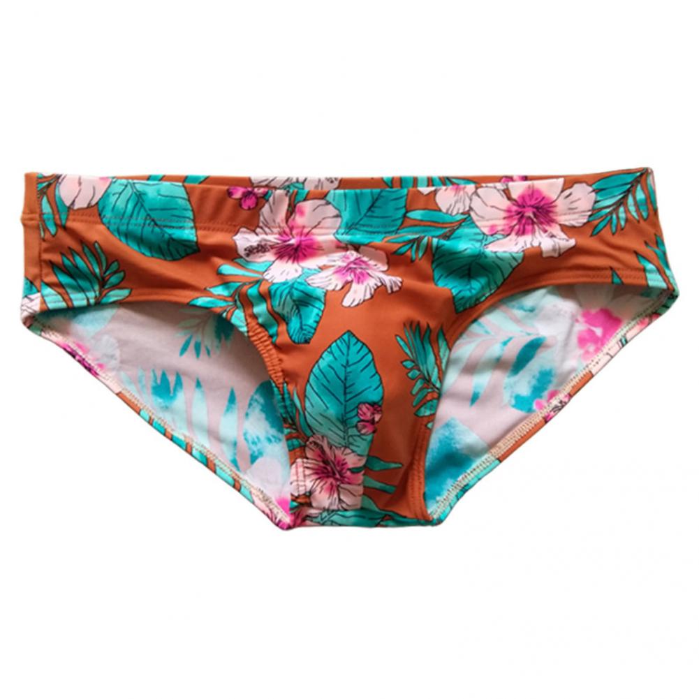 Trendy Men Swimming Trunks Floral Print Swimming Shorts Elastic Colorful Quick Dry Swimming Shorts