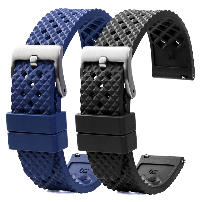 Fuerman Rubber watch strap 20mm 22mm Quick Diving Waterproof Bracelet FKM Fluorine Rubber for s-eiko Ti-ssot
