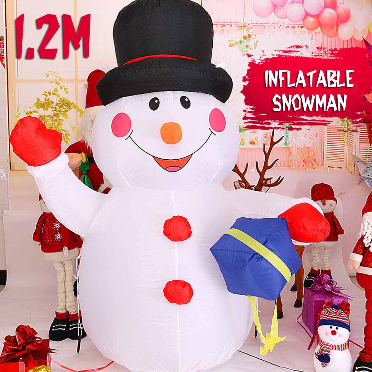 Géant gonflable père noël en plein air décoration de noël pour la maison cour jardin 1.5m noël pain d'épice bonhomme de neige pour la fête de nouvel an: C EU Plug