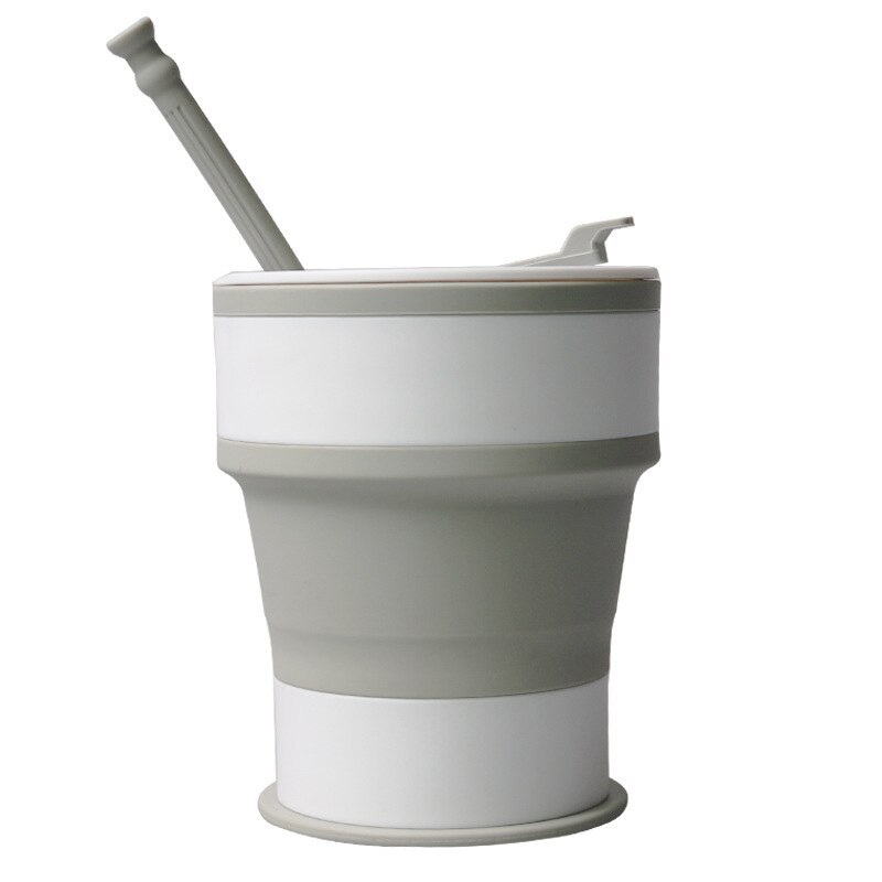 550ML Portatile Pieghevole in silicone a prova di Perdite Tazza per Lo sport di Viaggio per Il fitness tutto'aperto con Coperchi di Viaggio: Grigio chiaro