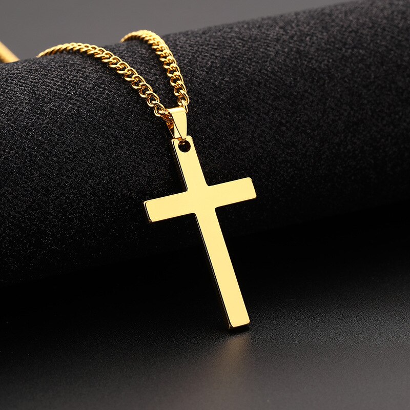 Vintage Cross Pendant Necklace Simple Necklace Black/Gold/Silver Chain Pendant Necklaces for Men and Women Necklace: Gold