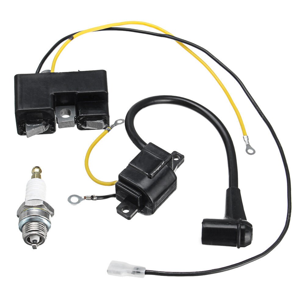 Bobina de encendido de 2 piezas, juego de bujías para Husqvarna 61 162 266 Jonsered 630 670, juego de bobinas de encendido de tipo antiguo
