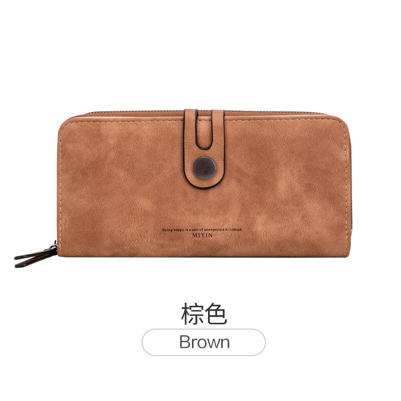 Long Wallet Female Korean Edition Student Small Fresh Zipper Clip Female Hand Wallet: brown