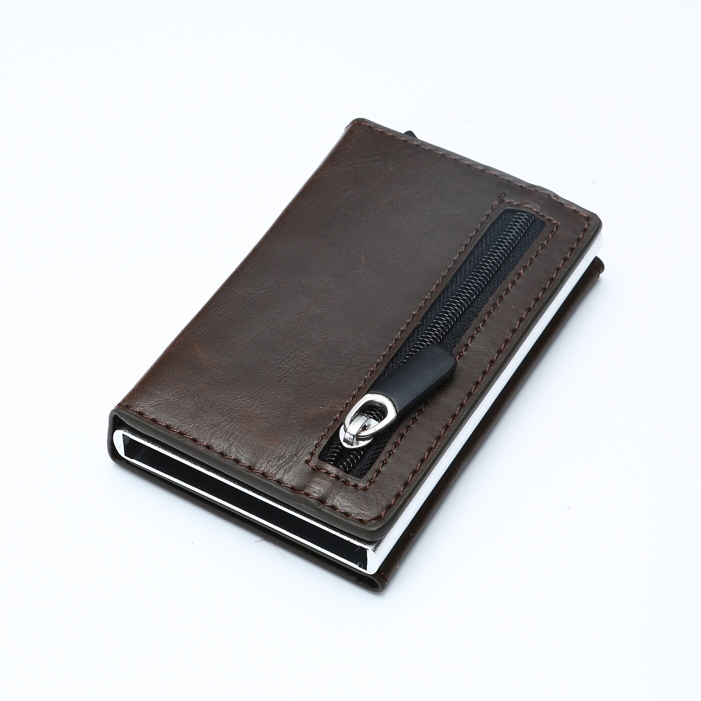 Bycobecy – portefeuille intelligent Rfid en métal fin et fin pour hommes, porte-monnaie minimaliste Pop-Up: Crazy Coffee X-52