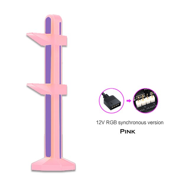 RGB Vertical GPU Support Aluminum Video Graphics Card Jack Bracket,VGA Holder Stand 12V/5V AURA SYNC,Black/White/Pink: Pink 12V RGB