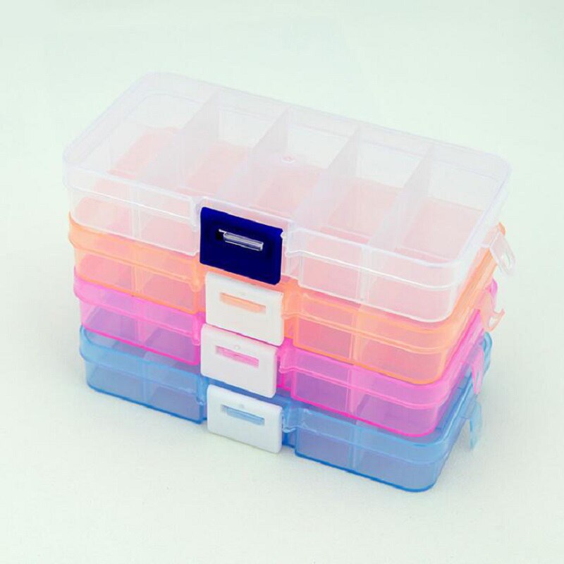10 slidser gennemsigtig opbevaringsboks perler transportabel plastik arrangør taske håndværk perler containerc diy
