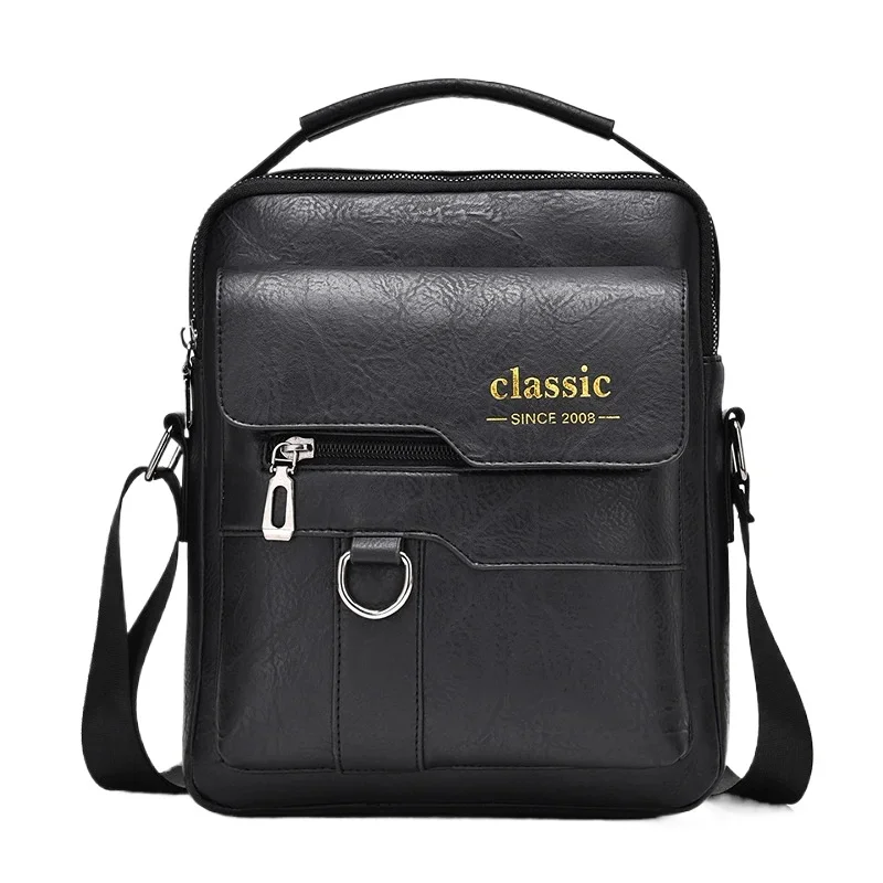 Mannen Crossbody Tas Mannen Schoudertassen Ritsen Handtassen Grote Capaciteit Kunstleer Tas Voor Mannelijke Messenger Tote Bags bolsa: Black