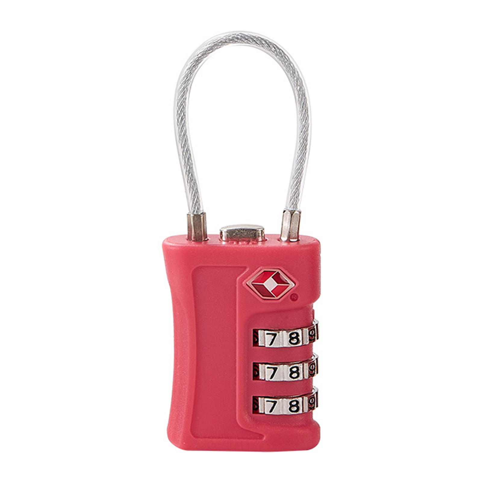 Anti-Theft Luggage Locks Lightweight 3 Dial Combination Steel Wire Lock Tsa-Compatible Travel Luggage Locks: Pink