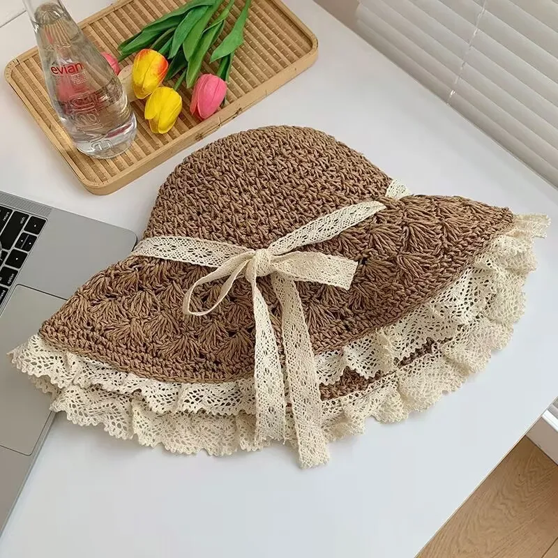Straw Hat for Women Handmade Summer Hat Beach Travel Outdoor Summer Sun Hat Perfect for Panama Cap: Laranja