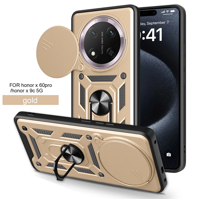 Honor X9C 5G Coque armure antichoc couverture arrière pour Xonor Honar Honer X 9c X9 c HonorX9c 5G voiture anneau magnétique support Coque Fundas: Or