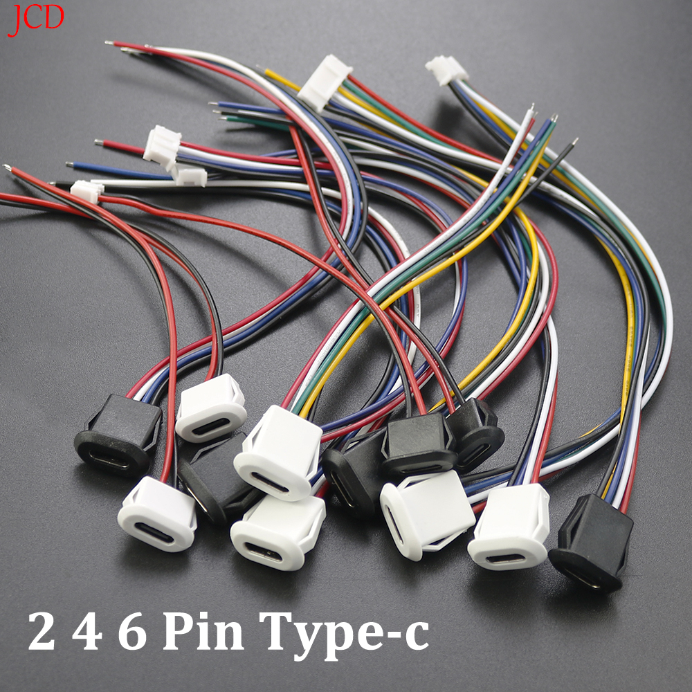 2 ~ 10PCS USB Typ-C Wasserdichte USB Stecker Direkte kompression weibliche basis Buchse Lade Interface Mit schweißen Draht