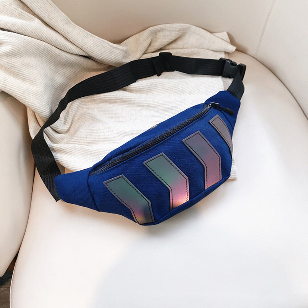 Chest Bag for Men Waist Bag Canvas Male Street Reflective Crossbody Pack Casual Travel Bags Hip Shoulder Pack Fanny Belt Bags: A-blue