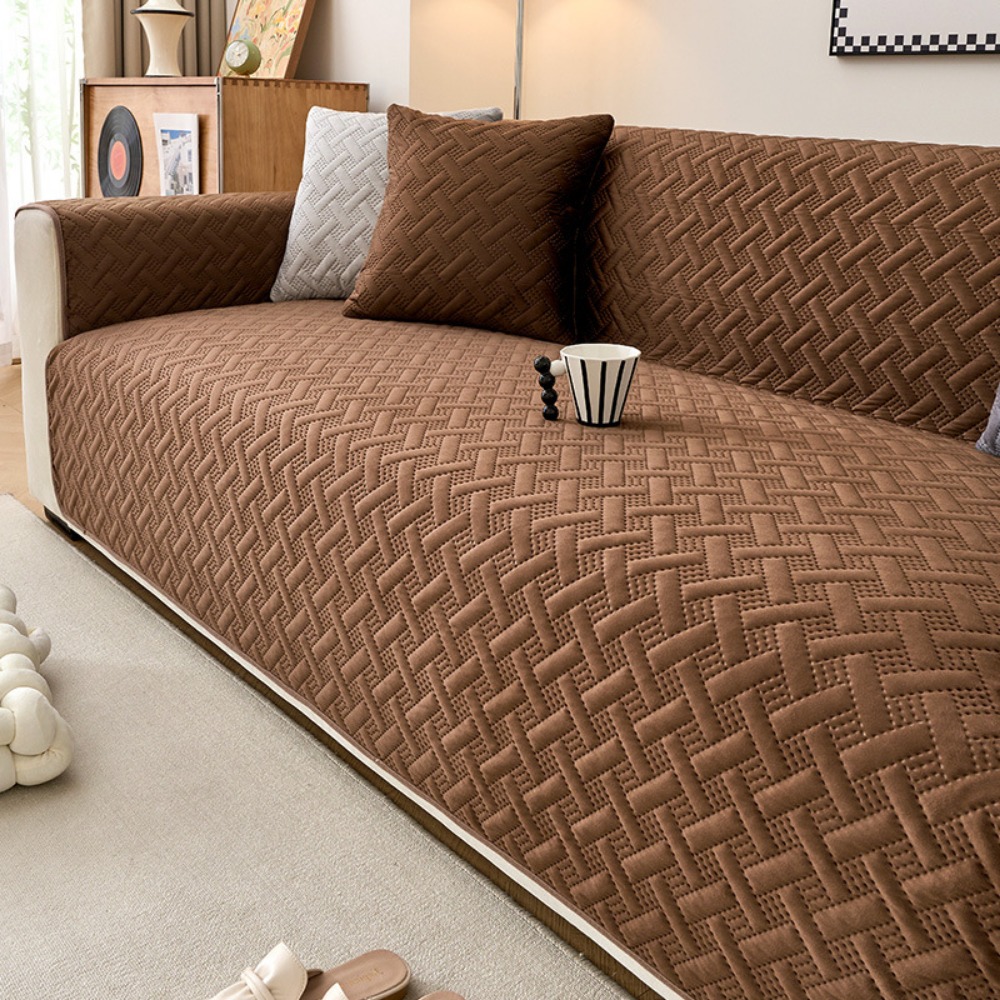 Antislip bankhoes van nederlands fluweel, elastische stof met gestreept patroon, volledige hoes, vuilafstotend en antislip.: Koraal / 80*120cm