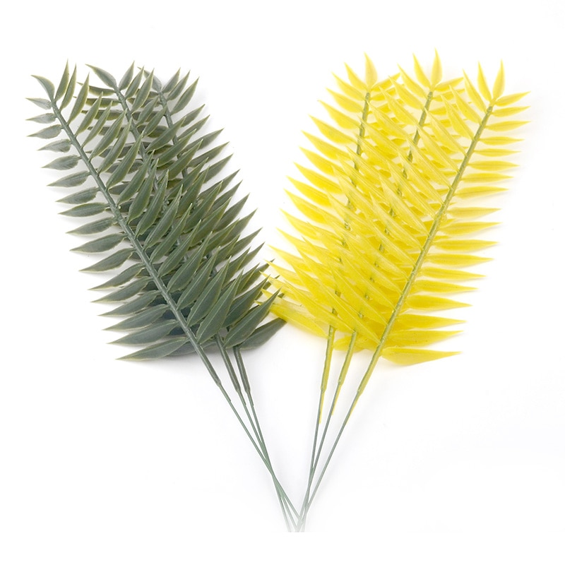 1pcs Mini Plastic Artificial Green Leaf Tropical Palm Foliage Leaves Plant For Hawaiian Party Wedding Home Garden Decorations