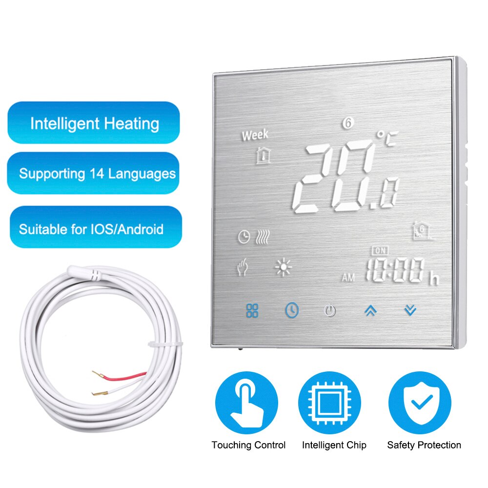 Google Home WiFi Smart Home Thermostat Water/Gas Boiler Heating Connection &amp; Voice Control Energy Saving LCD Touchscreen