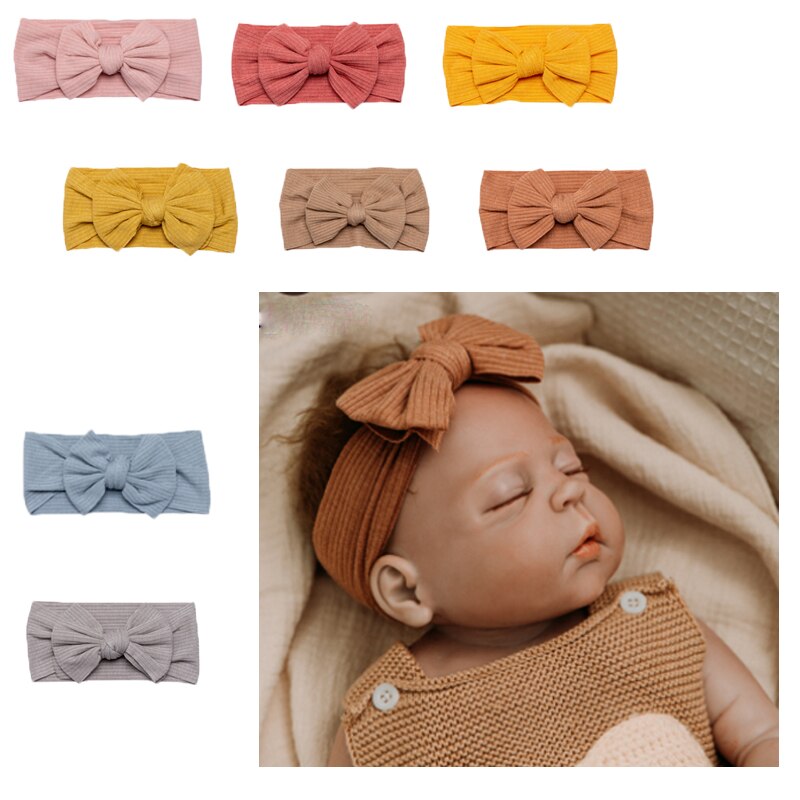 Lassen sie machen Baby Stirnband Baumwolle Mädchen Haar Zubehör Kaninchen Ohr Turban Bogen Elastische Haarband Baby Prinzessin Weihnachten Schild