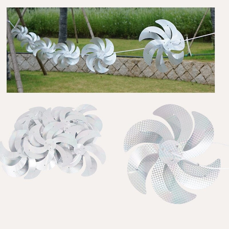 Przeciw ptakom wiatrak odstraszacz ptaków wiatrak srebrny wiatraczek odblaskowy strach na wróble odstraszający napęd wiatrak ciąg