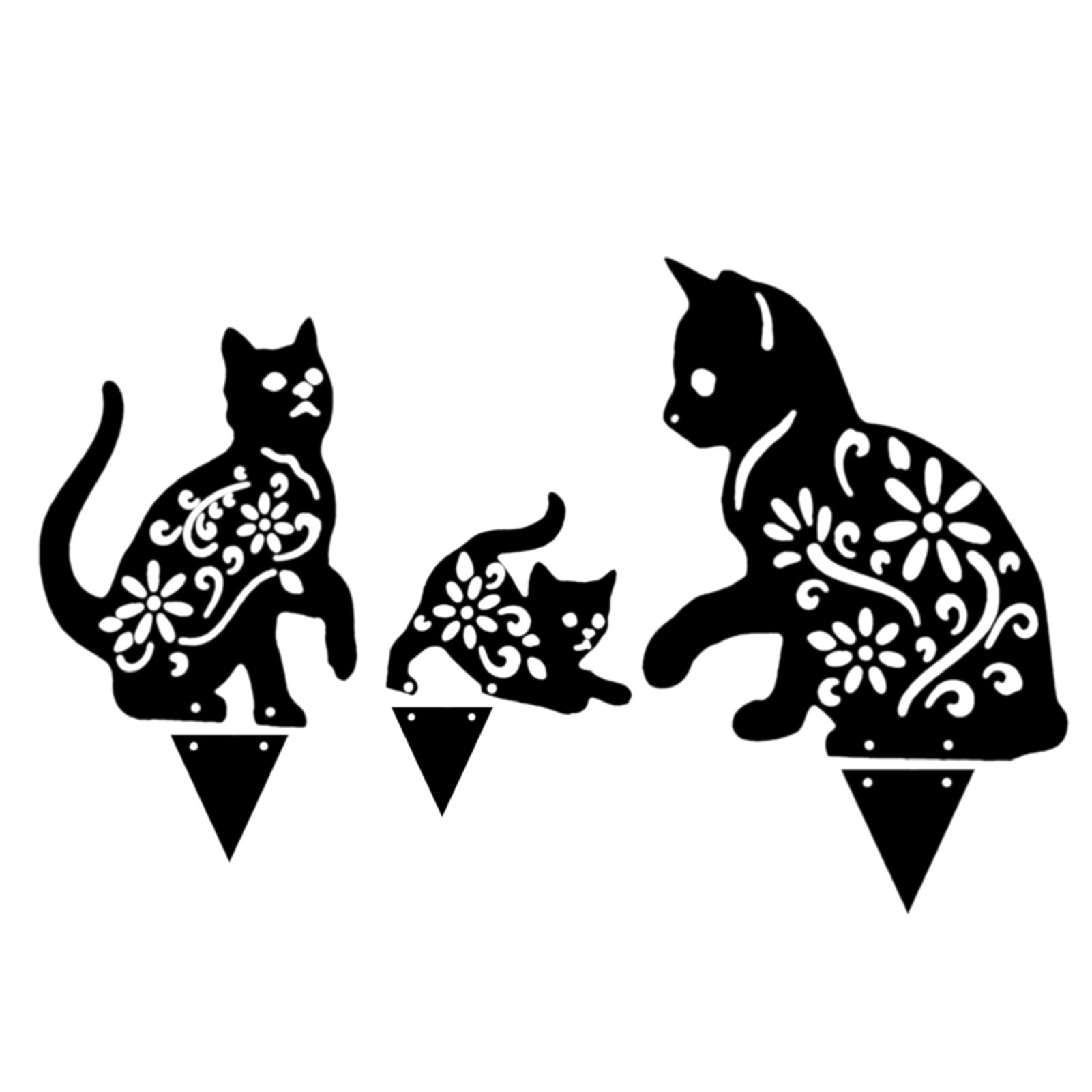 Garden Iron Cat Garden Decoration Metal Cat Garden Art Stakes Black Cat Silhouette Yard Decoration Repel Rodents Birds Rabbits
