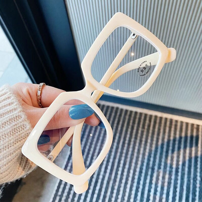 Klare firkantede briller kvinner overdimensjonerte gjennomsiktige optiske briller innfatning kvinnelig vintage anti blått lys brille