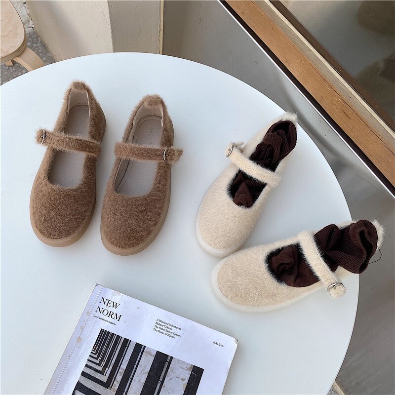 Schoenen Vrouw Vrouwelijke Schoeisel Loafers Bont Ondiepe Mond Klompen Platform Ronde Neus Luxe Vrouwen